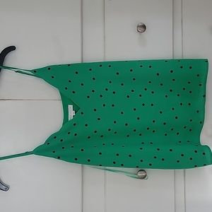 Socialite Large green polka dot blouse sleevless Large